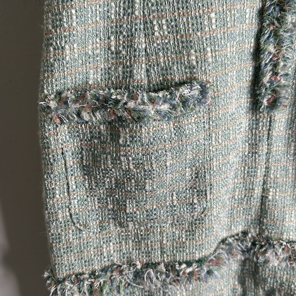 Laizo sage green mini tweed dress size medium - Picture 8 of 11